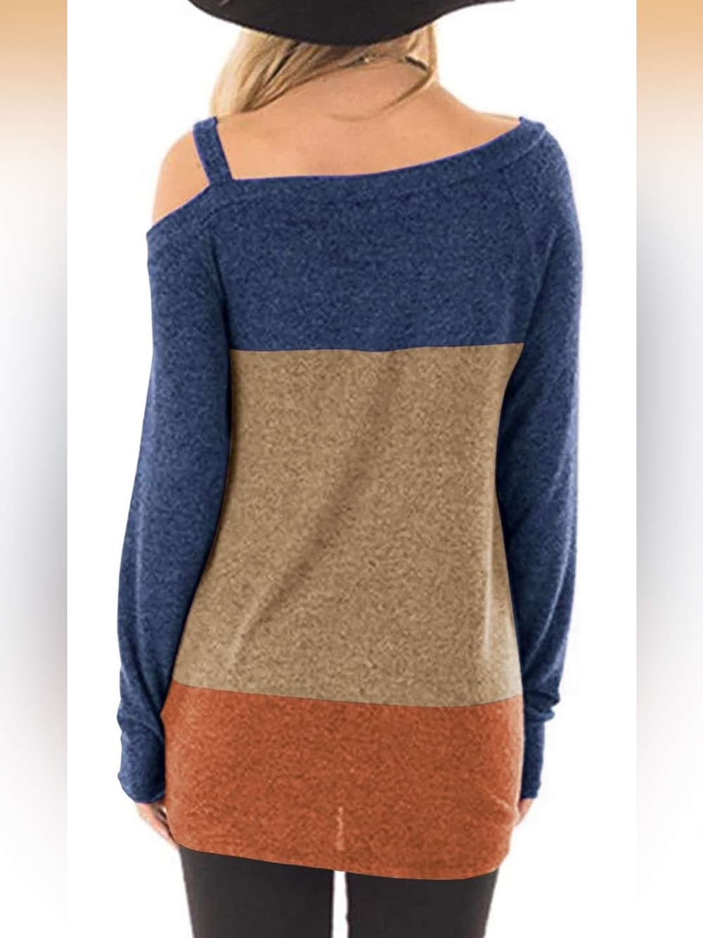 Excellent condition! Cold-Shoulder Colorblock Long Sleeve Top. Size Large. - Picture 13 of 15